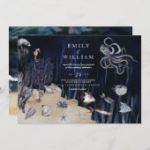 Moody nacht onder het Zee Ocean Beach Wedding Kaart (Voorkant / Achterkant)
