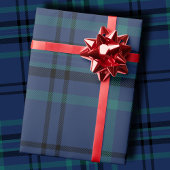 Moody Navy and Teal Dark Tartan Christmas Cadeaupapier