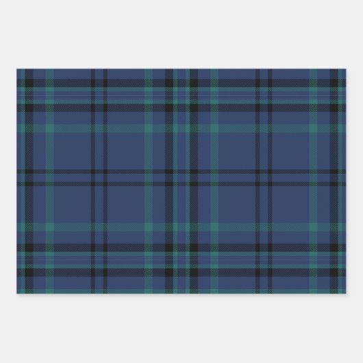 Moody Navy and Teal Dark Tartan Christmas Inpakpapier Vel (Voorkant)
