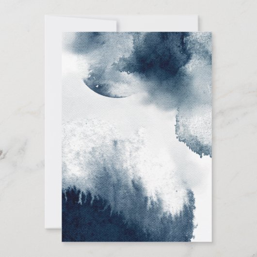 Moody Navy Blue Waterverf Vrijgezellenfeest Kaart (Achterkant)