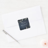 moody navy miniem groen huwelijk gunst vierkante sticker (Envelop)
