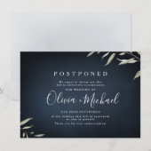 Moody navy miniem groen huwelijk uitstel kaart (Voorkant / Achterkant)