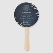 Moody navy miniem groen huwelijksprogramma handwaaier (Achterkant)