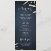 Moody navy miniem groen huwelijksprogramma menu (Achterkant)