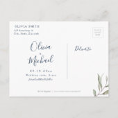 Moody navy miniem groen sparen de datum aankondigingskaart (Achterkant)