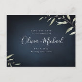 Moody navy miniem groen sparen de datum aankondigingskaart (Voorkant)