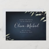 Moody navy miniem groen sparen de datum save the date (Voorkant / Achterkant)