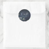 Moody Navy minimaal botanisch groen monogram Ronde Sticker (Tas)