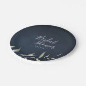 Moody Navy Minimal Greenery verlaat vrijgezellenfe Papieren Bordje (Gekanteld)