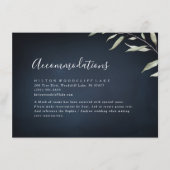 Moody navy minimale groene accommodatie informatiekaartje (Voorkant)