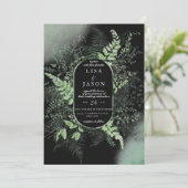 Moody Night Misty Fog Woodland Greenery Wedding Kaart (Staand voorkant)