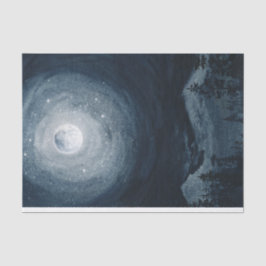 Moody night sky full moon sterren berg ontkoppelin tissuepapier