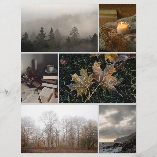 Moody November themed Collage Scrapbooking Paper (Voorkant)