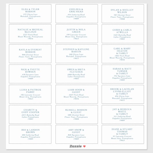 Moody Ocean Blue Font Guest Address Sticker (Vel)