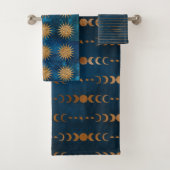 Moody Ocean Galaxy Metalic Goud Maanfase Mystic Bad Handdoek (Insitu)