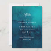 Moody Ocean Waterverf Alles In Een Bruiloft Kaart (Voorkant)