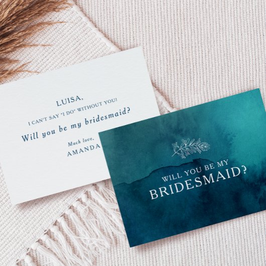 Moody Ocean Waterverf bruidsmeisje voorstel Kaart