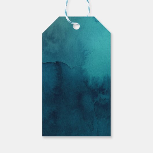 Moody Ocean Waterverf Bruiloft Welkomstgeschenk La Cadeaulabel (Achterkant)