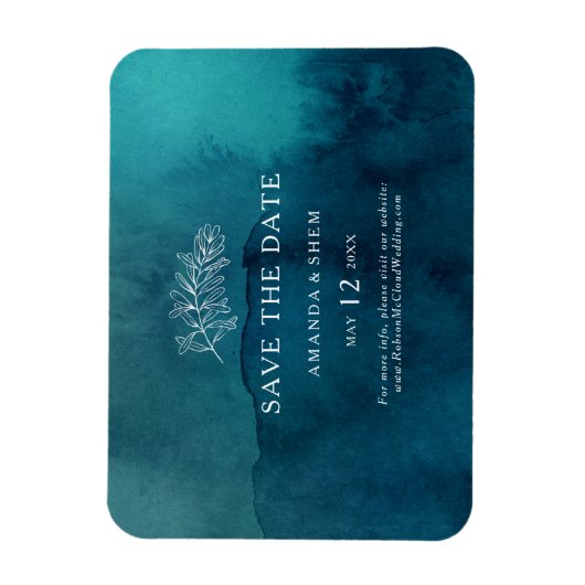 Moody Ocean Waterverf Flexible Save the Date Magneet (Verticaal)