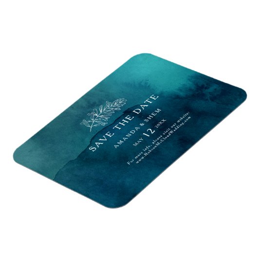 Moody Ocean Waterverf Flexible Save the Date Magneet (Linkerzijde)