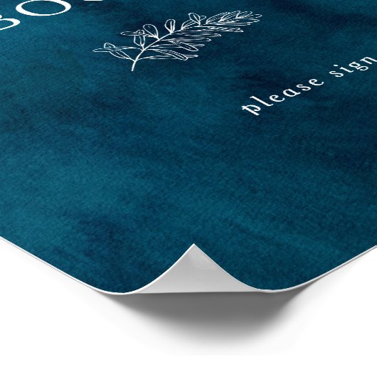 Moody Ocean Waterverf Guest Book Sign Poster (Hoek)
