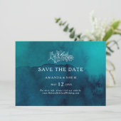 Moody Ocean Waterverf Horizontal Save the Date (Staand voorkant)