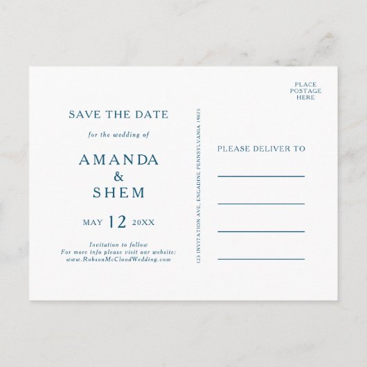 Moody Ocean Waterverf Save the Date Briefkaart (Achterkant)