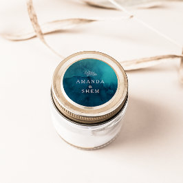 Moody Ocean Waterverf Trouwenvelop Seals Ronde Sticker