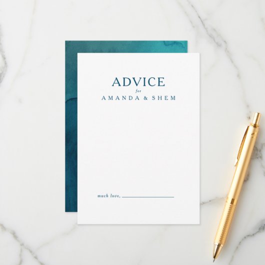 Moody Ocean Waterverf Wedding Advice Card Advieskaart (Voorkant / Achterkant in situ)