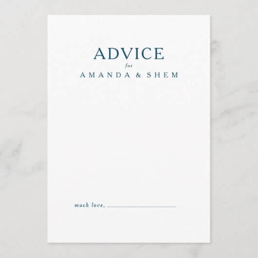 Moody Ocean Waterverf Wedding Advice Card Advieskaart (Voorkant)