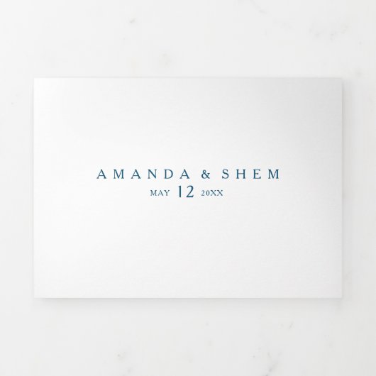 Moody Ocean Waterverf Wedding all in één drievoudi Drieluik Uitnodiging (Cover)