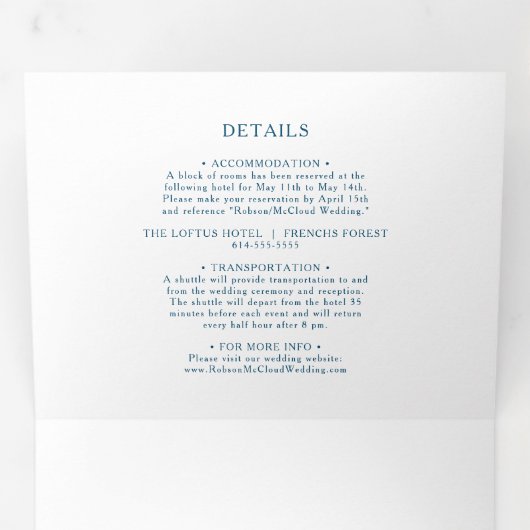 Moody Ocean Waterverf Wedding all in één drievoudi Drieluik Uitnodiging (Binnenzijde eerst)