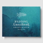 Moody Ocean Waterverf Wedding Guest Book Gastenboek (Voorkant)