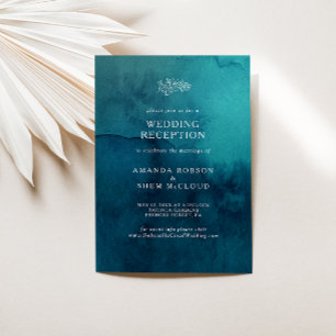 Moody Ocean Waterverf Wedding Reception Kaart