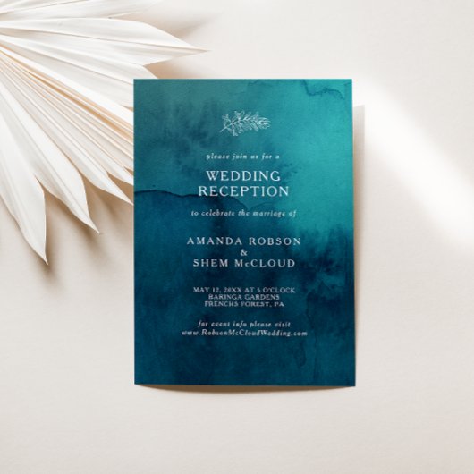 Moody Ocean Waterverf Wedding Reception Kaart