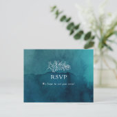 Moody Ocean Waterverf Wedding RSVP Briefkaart (Staand voorkant)