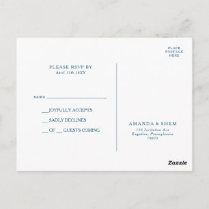 Moody Ocean Waterverf Wedding RSVP Briefkaart