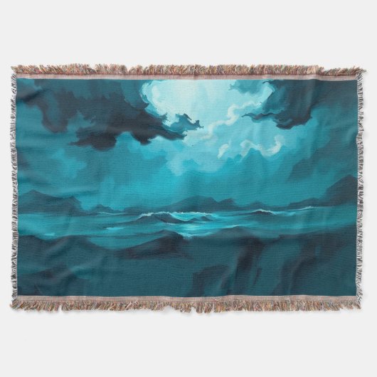 Moody Ocean Waves Under Stormy Sky – Abstract Seas Deken (Voorkant)