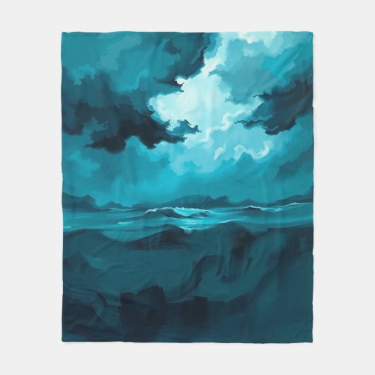 Moody Ocean Waves Under Stormy Sky – Abstract Seas Fleece Deken (Voorkant)