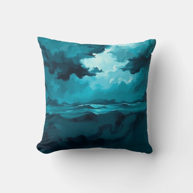 Moody Ocean Waves Under Stormy Sky – Abstract Seas Kussen (Voorkant)