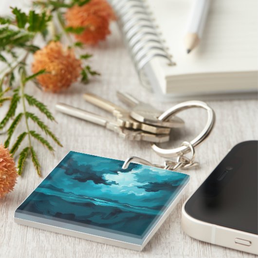 Moody Ocean Waves Under Stormy Sky – Abstract Seas Sleutelhanger (Voorkant Rechts)