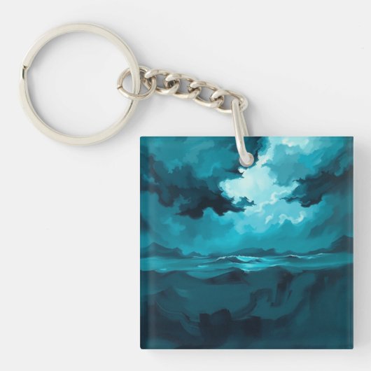 Moody Ocean Waves Under Stormy Sky – Abstract Seas Sleutelhanger (voorkant)