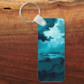 Moody Ocean Waves Under Stormy Sky – Abstract Seas Sleutelhanger (Voorkant)