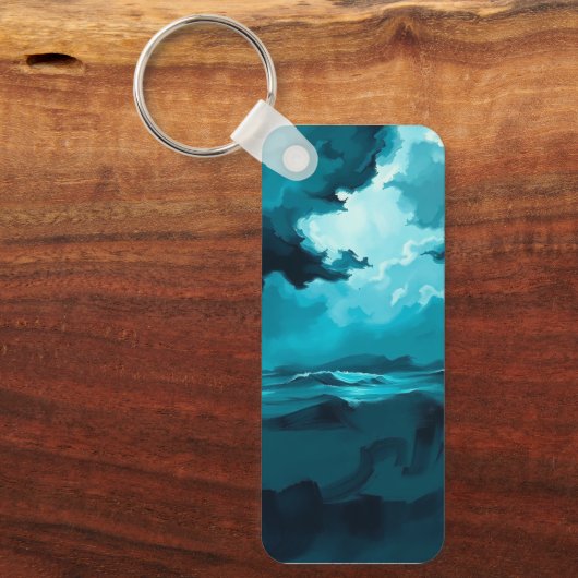 Moody Ocean Waves Under Stormy Sky – Abstract Seas Sleutelhanger (Voorkant)