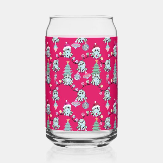 Moody Octopus With Christmas Lights Red Blikvorm Glas (Voorkant)