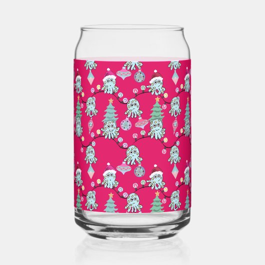 Moody Octopus With Christmas Lights Red Blikvorm Glas (Achterkant)