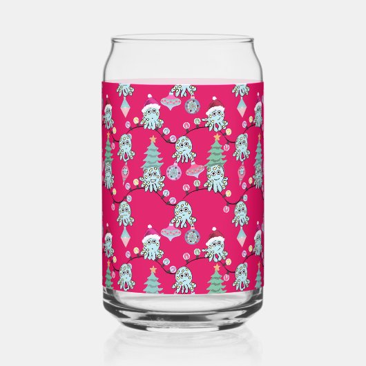 Moody Octopus With Christmas Lights Red Blikvorm Glas (Rechts)