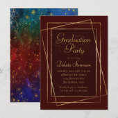 Moody Ombre | Deep Jewel Tone Red Graduation Party Kaart (Voorkant / Achterkant)
