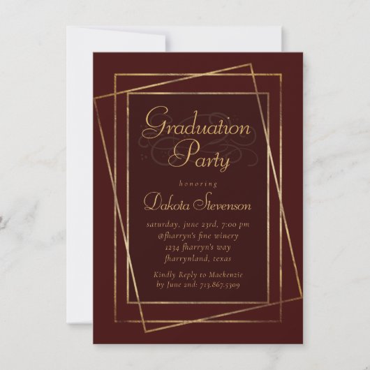 Moody Ombre | Deep Jewel Tone Red Graduation Party Kaart (Voorkant)