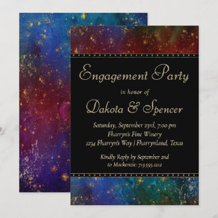 Moody Ombre   Donkere Jewel Tone Engagement Party Kaart